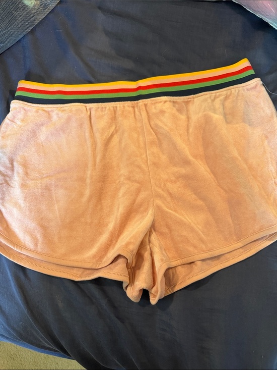 wild fable Pants - wild fable Peach Terry Shorts with Rainbow Stripe Waistband